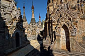 Kakku Pagoda complex. Detail of the stupa inside the cluster of pagodas that make up the complex. Shan State, Burma (Myanmar). 